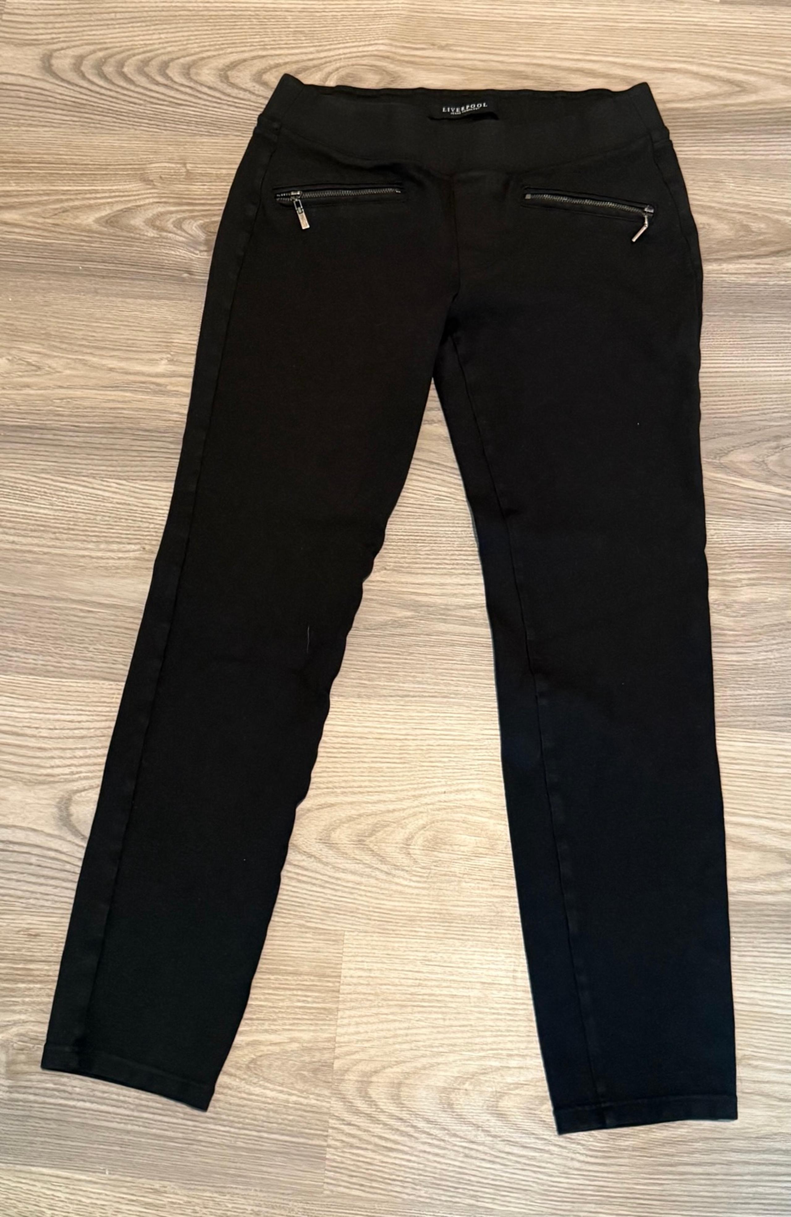Liverpool Black Faux Zipper Pull On Ankle Pant Women’s size 6 / 28 Stretch - Liverpool Jeans