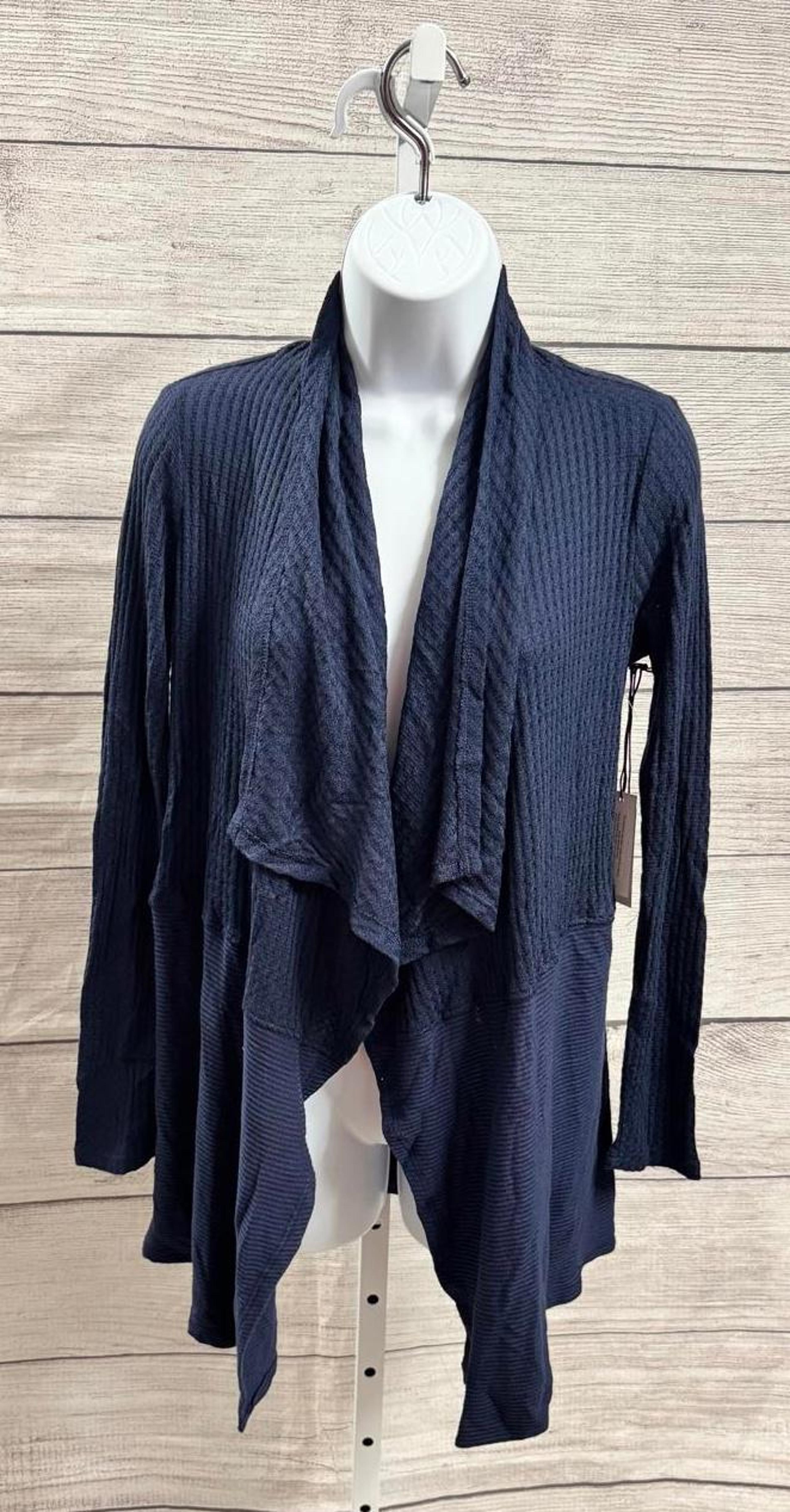 Velvet by Graham & Spencer Bertha Draped Front Cardigan Navy Women Size XS