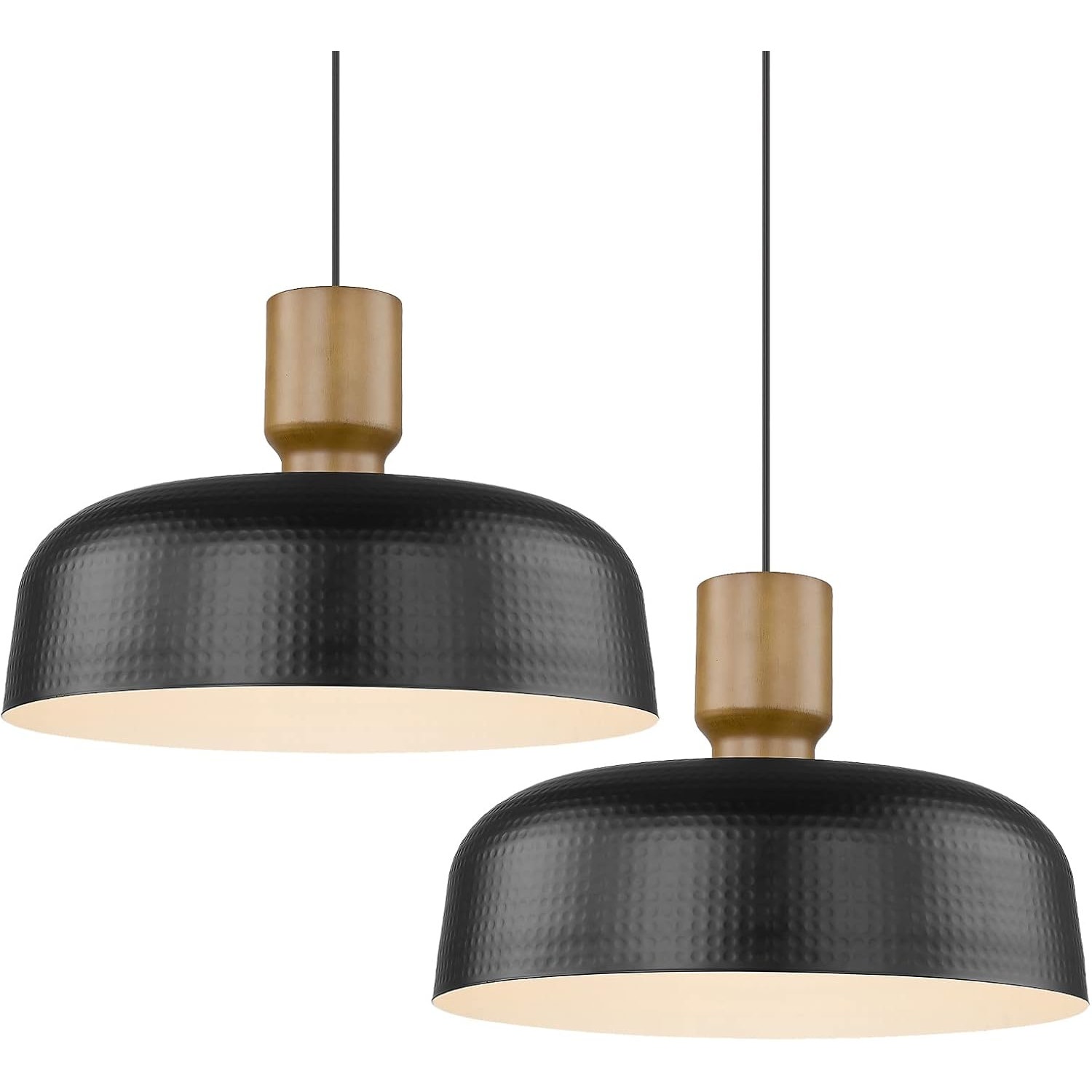 Darkaway Large Industrial Pendant Light Fixtures with Hammered Metal Shade, 2Pac