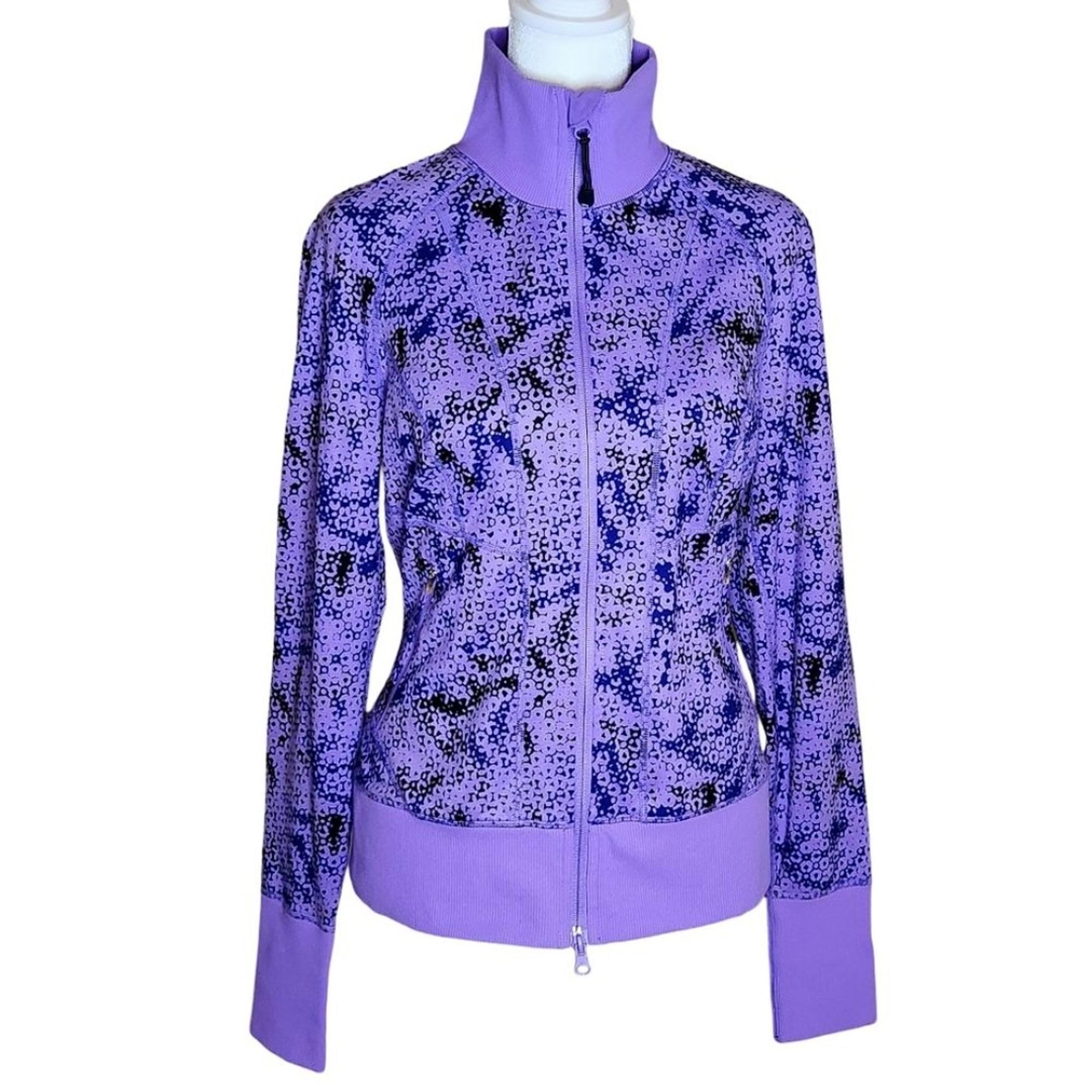 Zella Athletic Jacket Double Front Zip Purple Black Print Women's Size Small