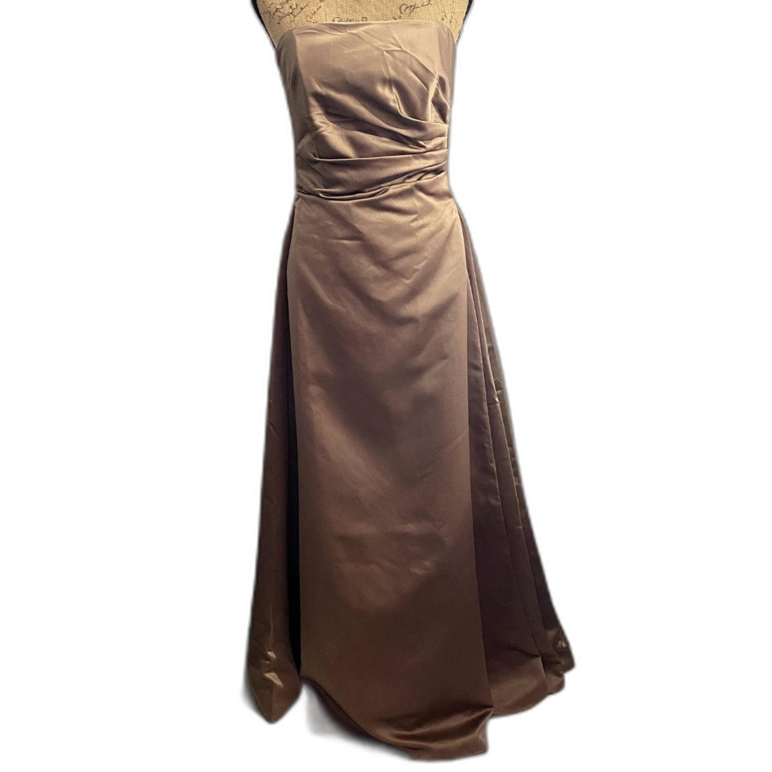 Michaelangelo 8078 Bridesmaid's Dress Tan Strapless Formal Ballgown Size 10