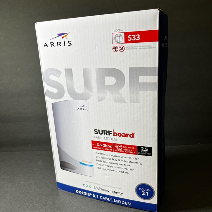 ARRIS S33 SURFboard DOCSIS 3.1 Cable Modem (Cox, Spectrum, Xfinity, and others)