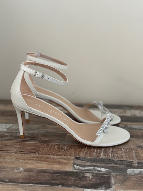 Stuart Wietzman nudist bow bridal heels new no box