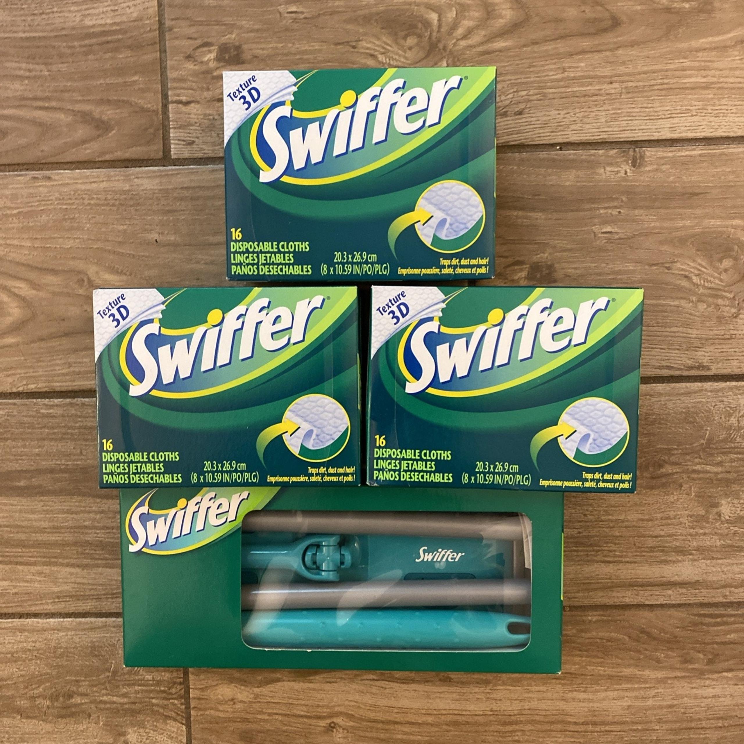 Vintage NOS New Swiffer Cleaner Dry Mop Starter Kit Cleaning Floors 48 Cloths