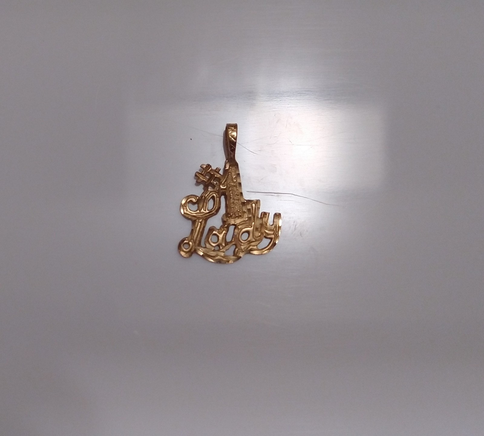 Vintage #1 Lady 14K Gold Diamond Cut Charm