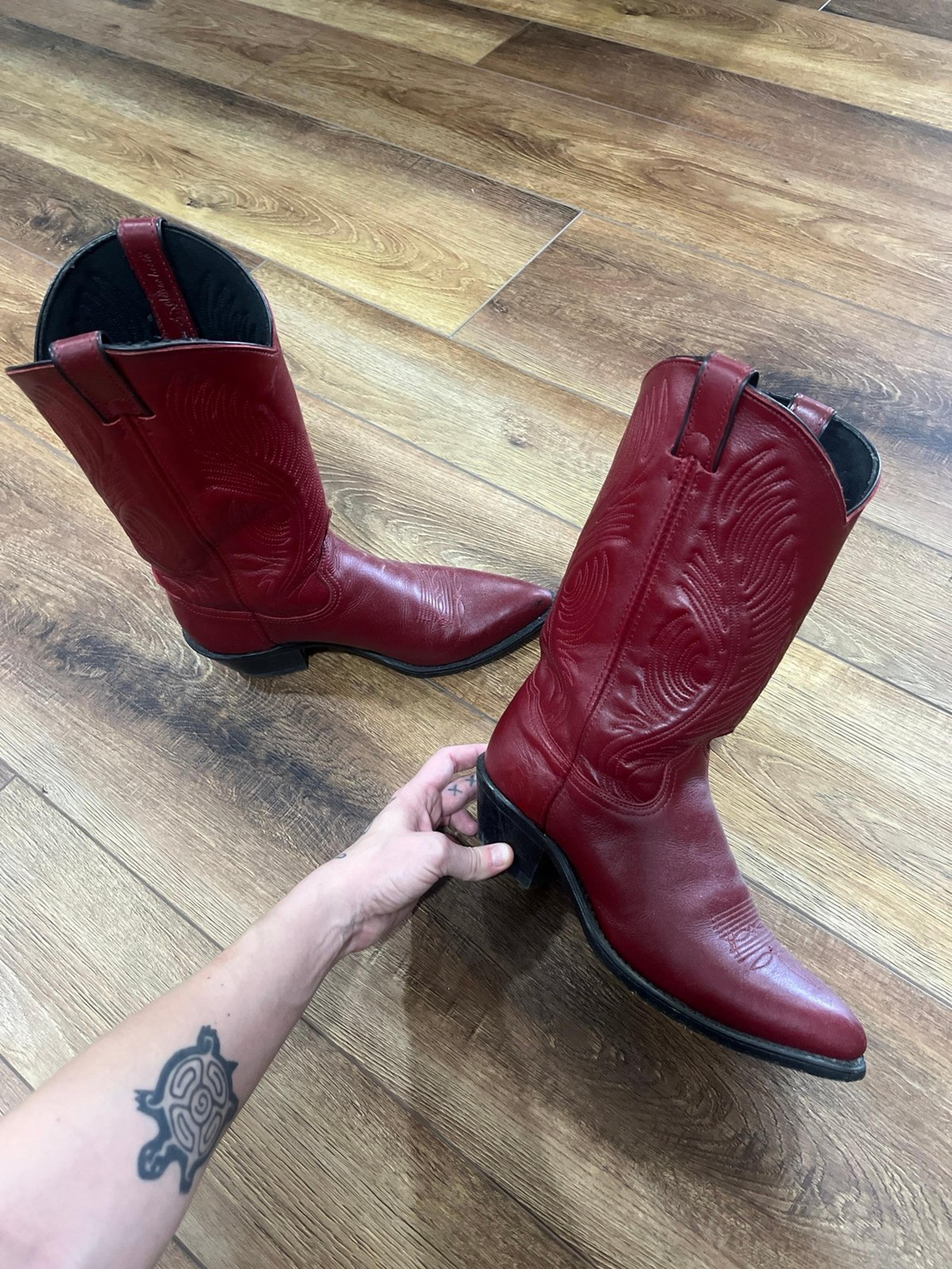 Abilene red leather cowboy boots- sheplers