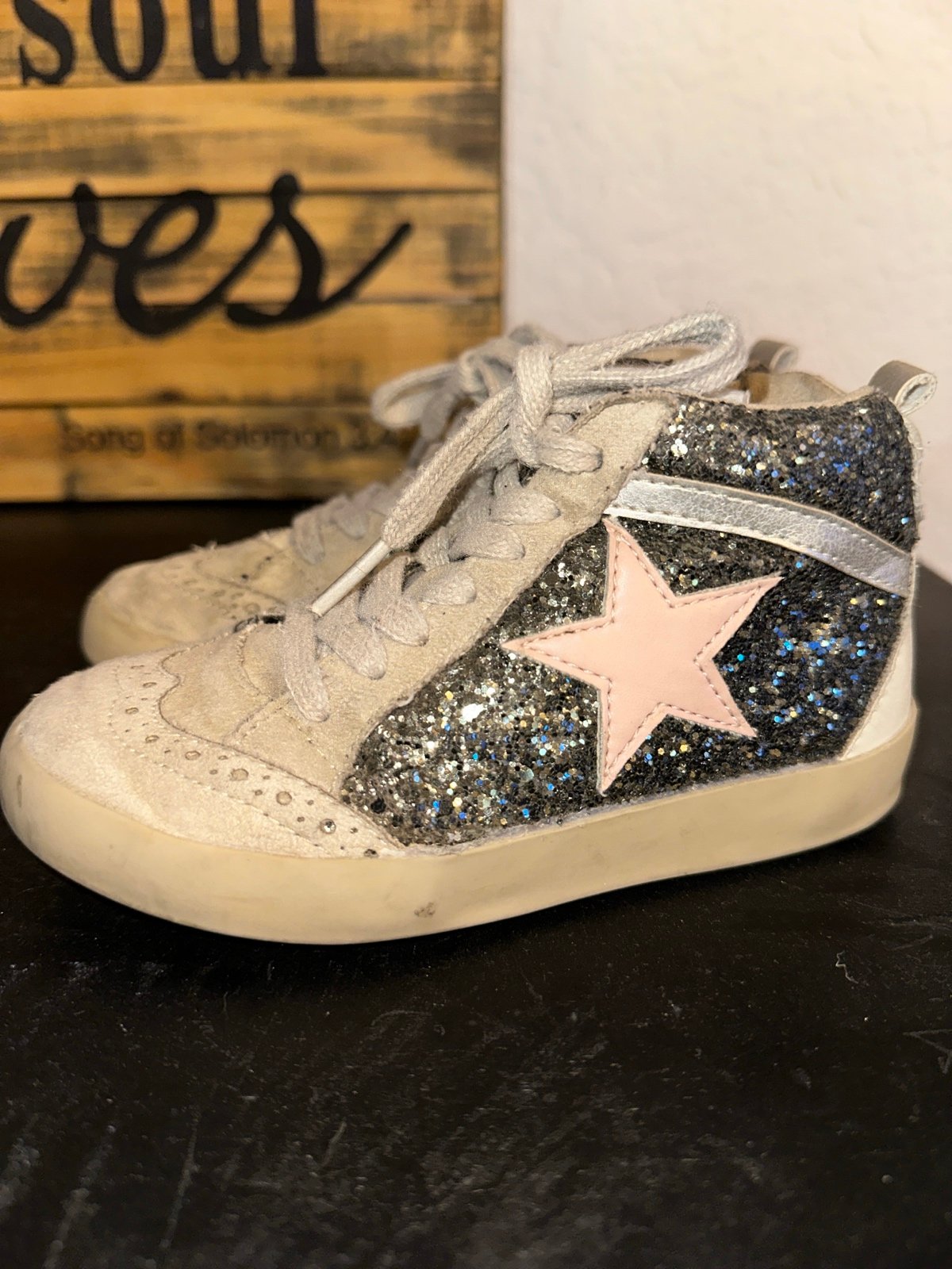 Shushop Toddler Paulina steel glitter high tops