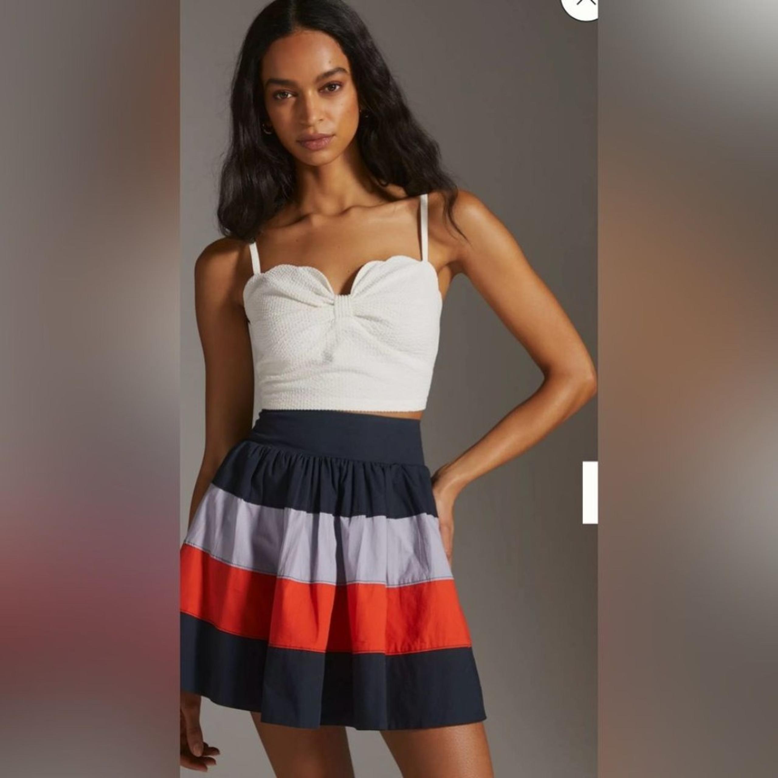 Anthropologie NWT Maeve Colorblocked Mini Skirt Size M High Waist A-Line Skirt