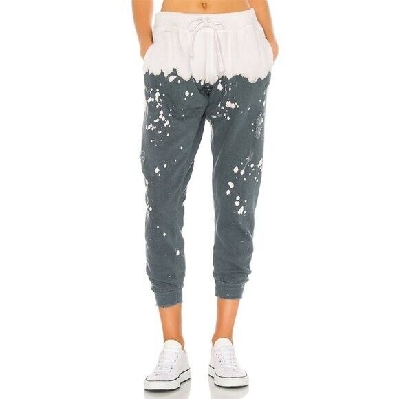 NWT La Detresse Acid Wash Distressed Sweatpants Joggers Tie Dye Charcoal Small