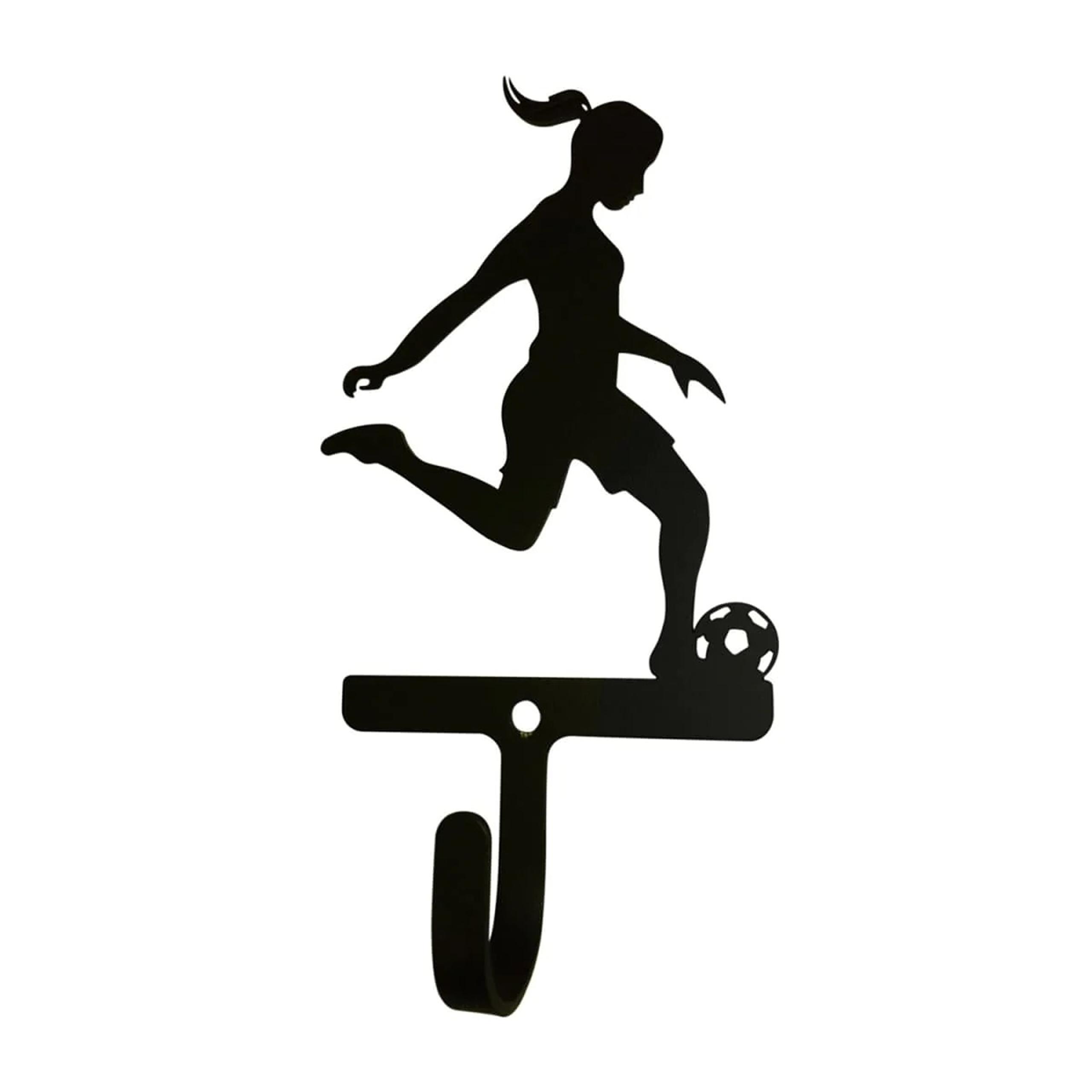 Girl Woman Soccer Player Wall Mount Coat Towel Hook