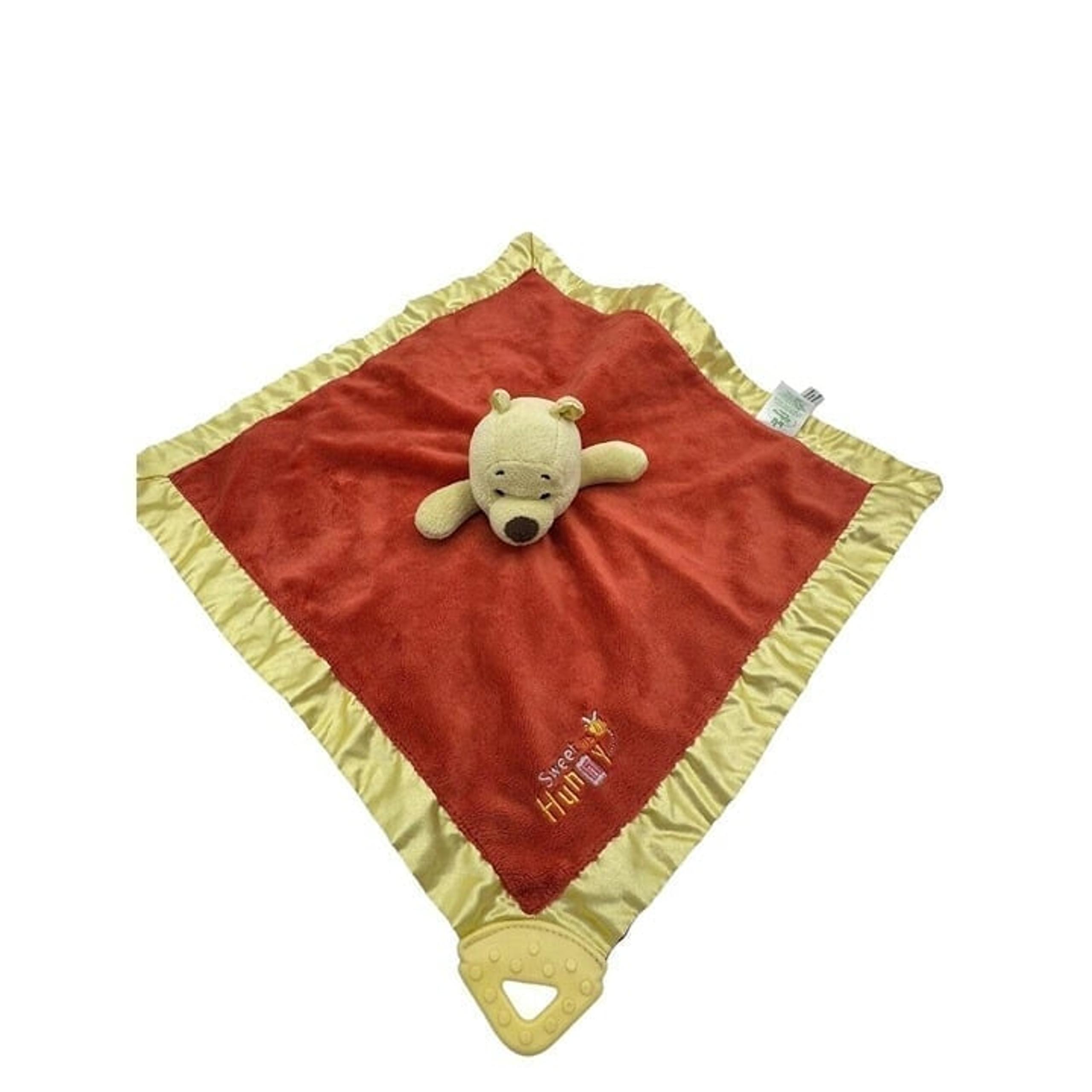 Disney Winnie the Pooh SWEET AS HONEY Hunny Red Lovey Yellow Teether Satin Trim