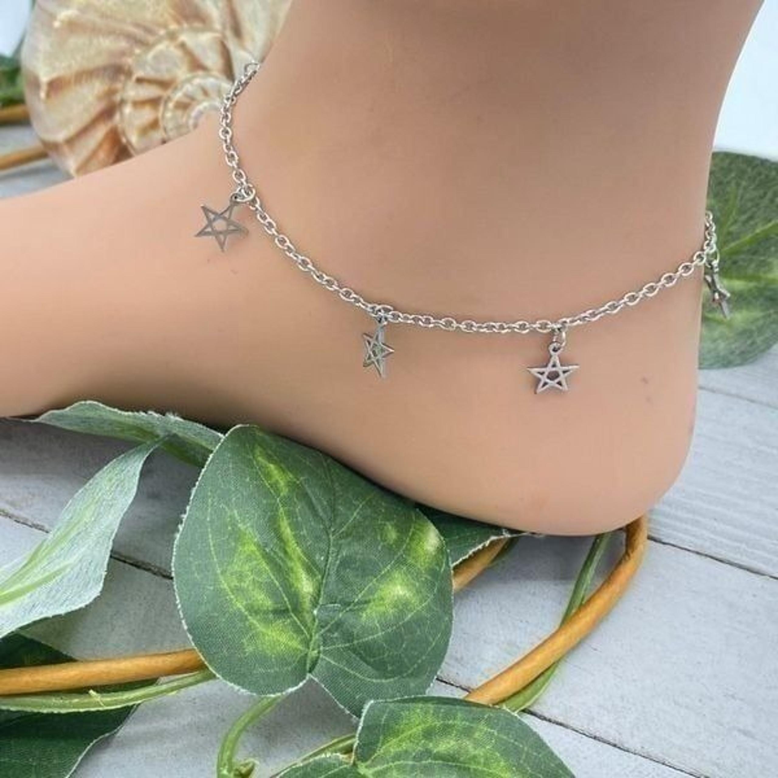 Stainless Steel Pentacle Star Anklet