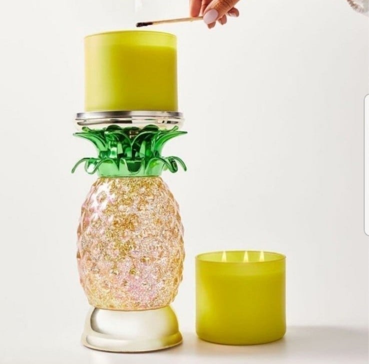 BBW Iridescent ONE Pineapple 3-wick globe candle holder