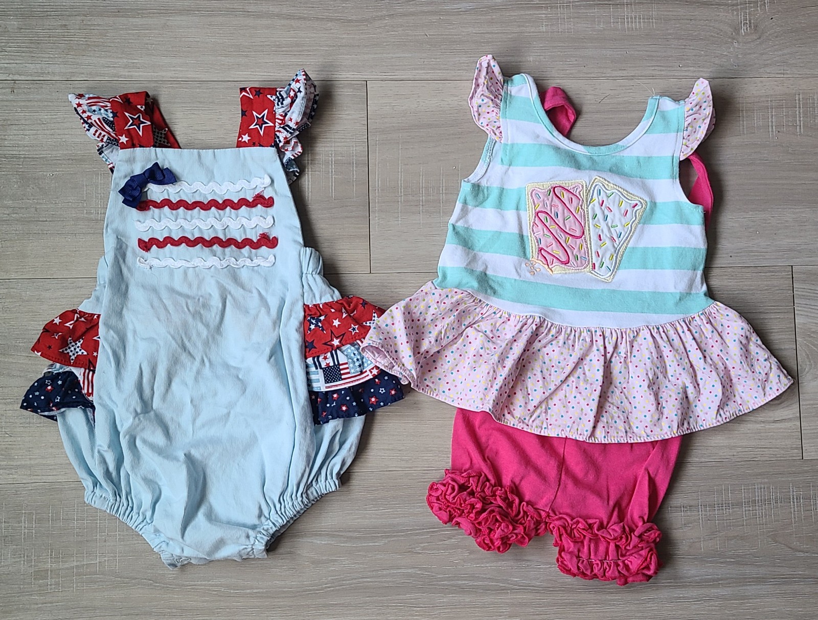 2 VGUC RicRac and Ruffles 12m Outfits