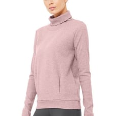 Alo Yoga Clarity Long Sleeve Turtleneck Sweatshirt in Putty Heather