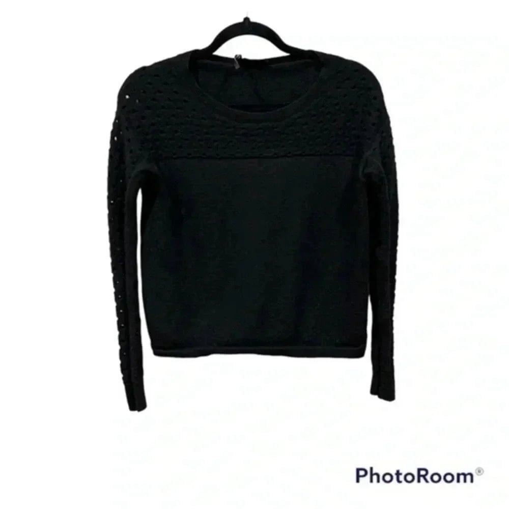The kooples laser cut knit sweater black Medium