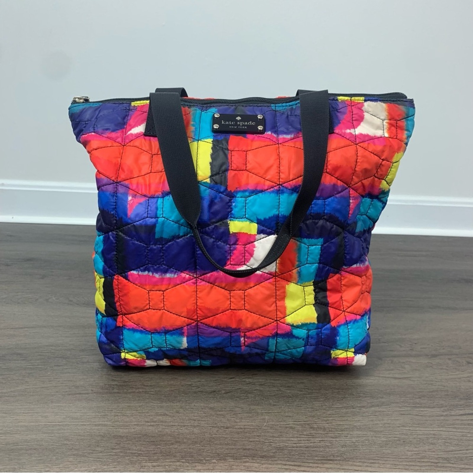 Kate Spade Bon Shopper Signature Spade Quilted Multi Color Tote Bag