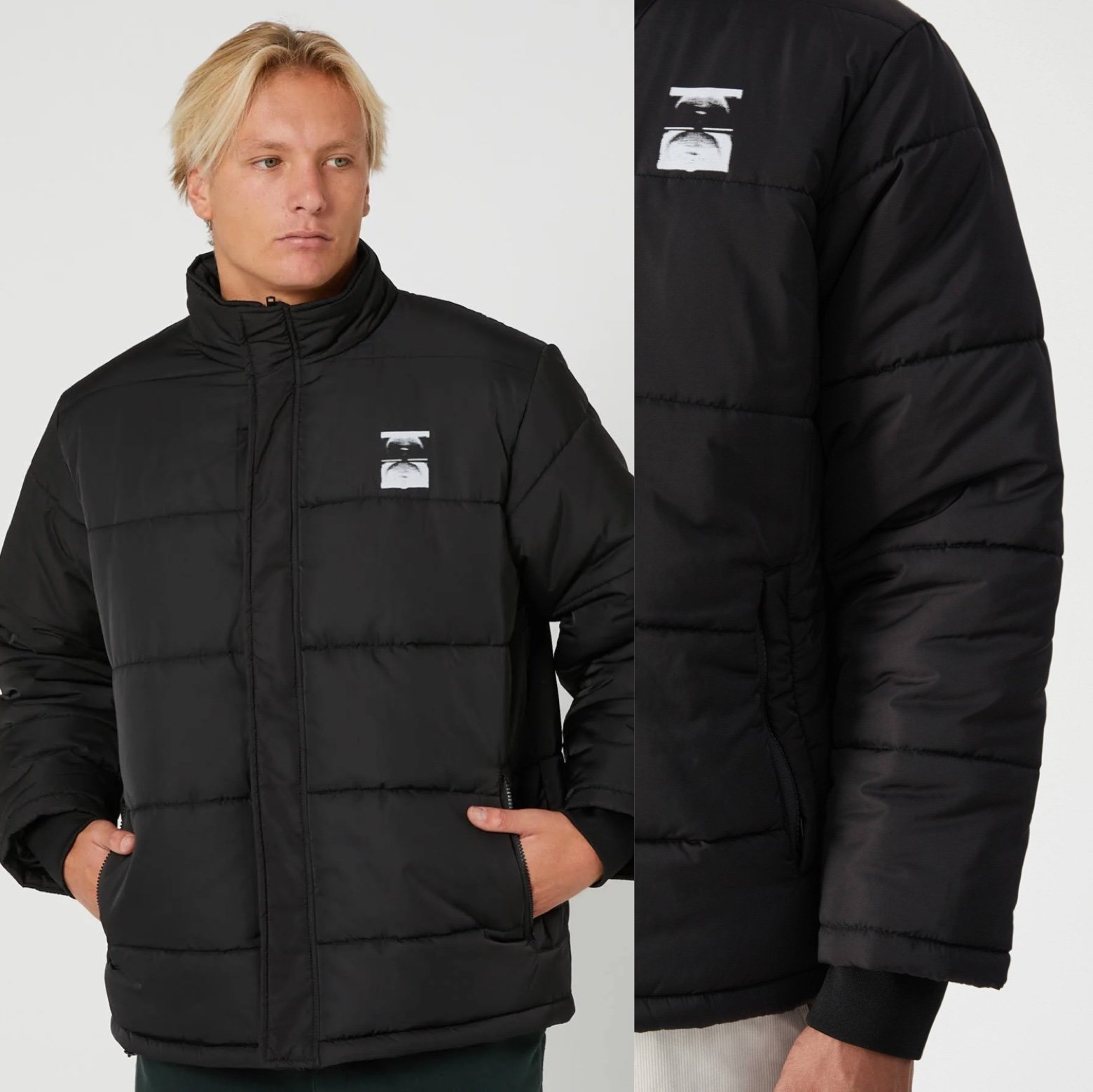NWT Former Merchandise Crux Puffer Fleece Jacket Full Zip Black Size XXL