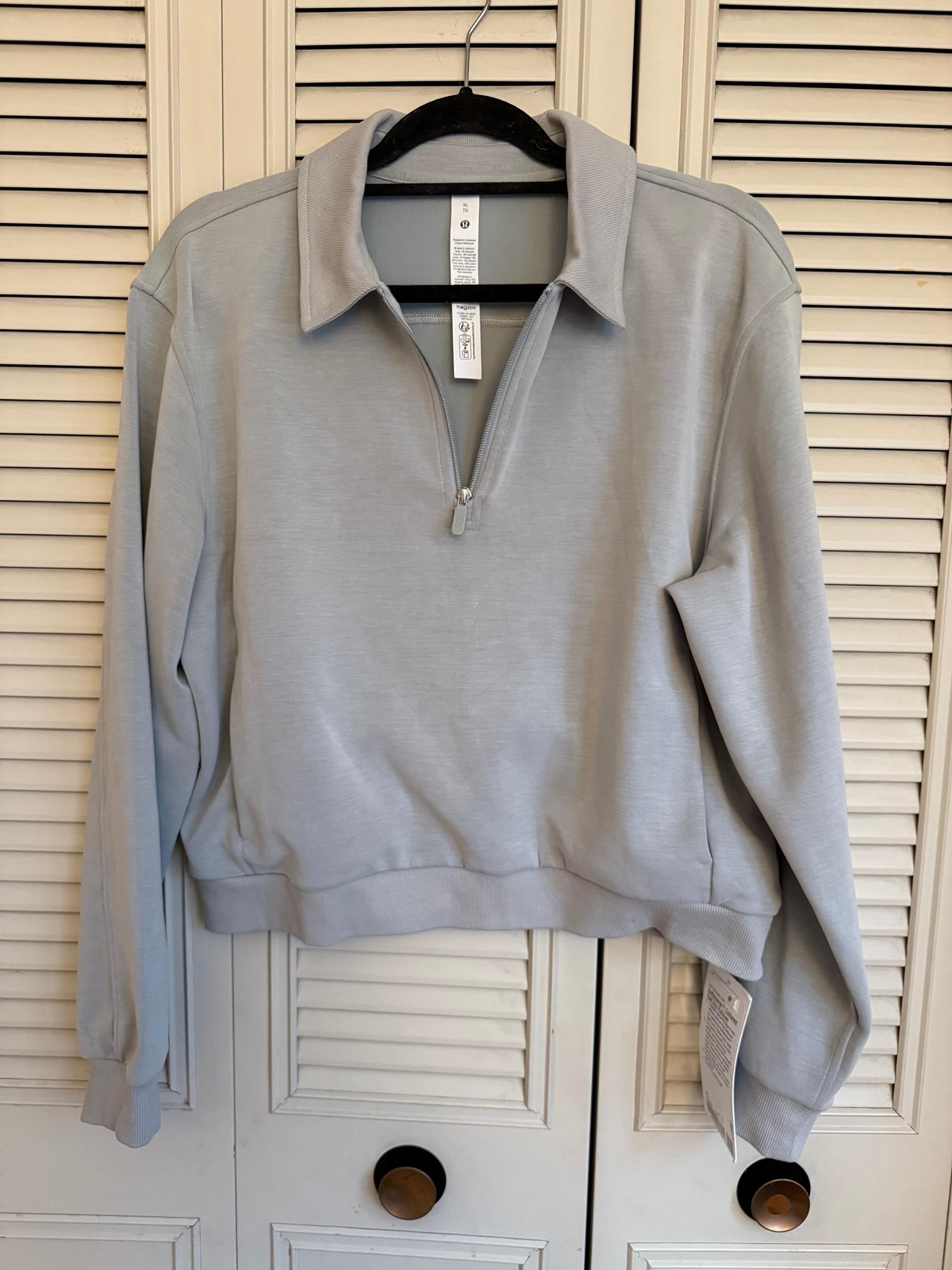 NWT Lululemon Softstreme Collared 1/2 Zip Pullover Womens Jade Gray XL