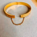 Vintage Gold Tone Etched Hinged Bangle Bracelet with Safety Chain