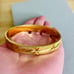 Vintage Gold Tone Etched Hinged Bangle Bracelet with Safety Chain