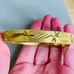 Vintage Gold Tone Etched Hinged Bangle Bracelet with Safety Chain