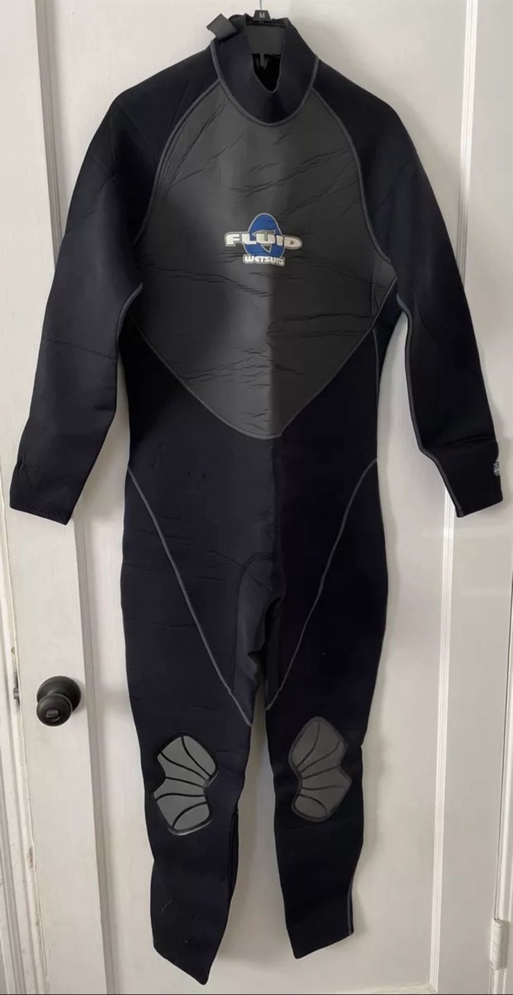 Fluid 3/2 Back Zip Men's XL Wet Suit Neoprene Diving Suit Fullsuit Black