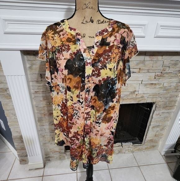 Anthropologie x fig & flower floral button down plus size 2X 3X new!!!