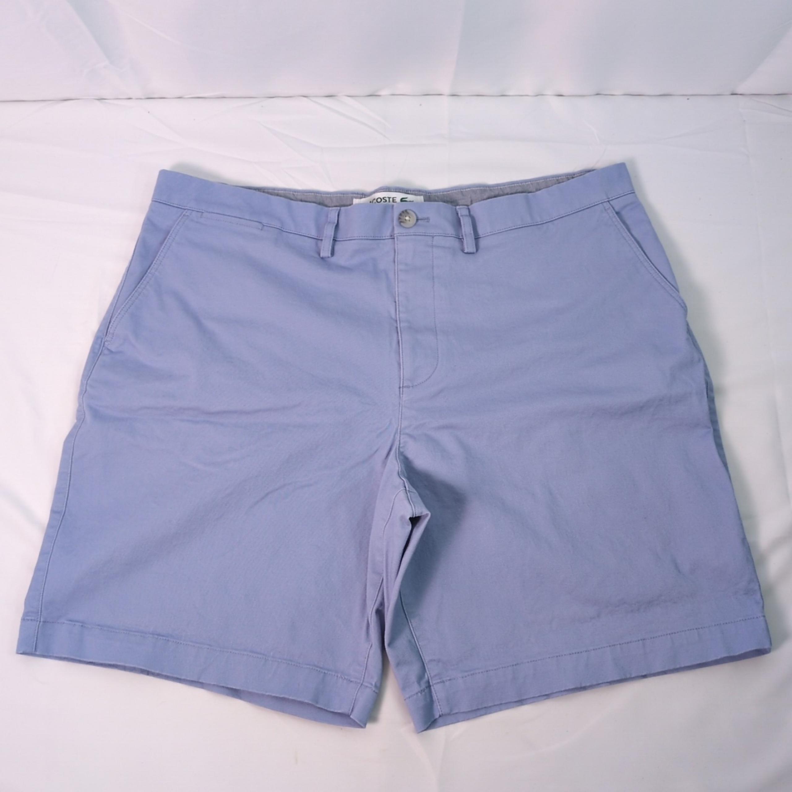 Lacoste Shorts Mens Size 40 Blue Casual Flat Front Chino Preppy Golf EUC