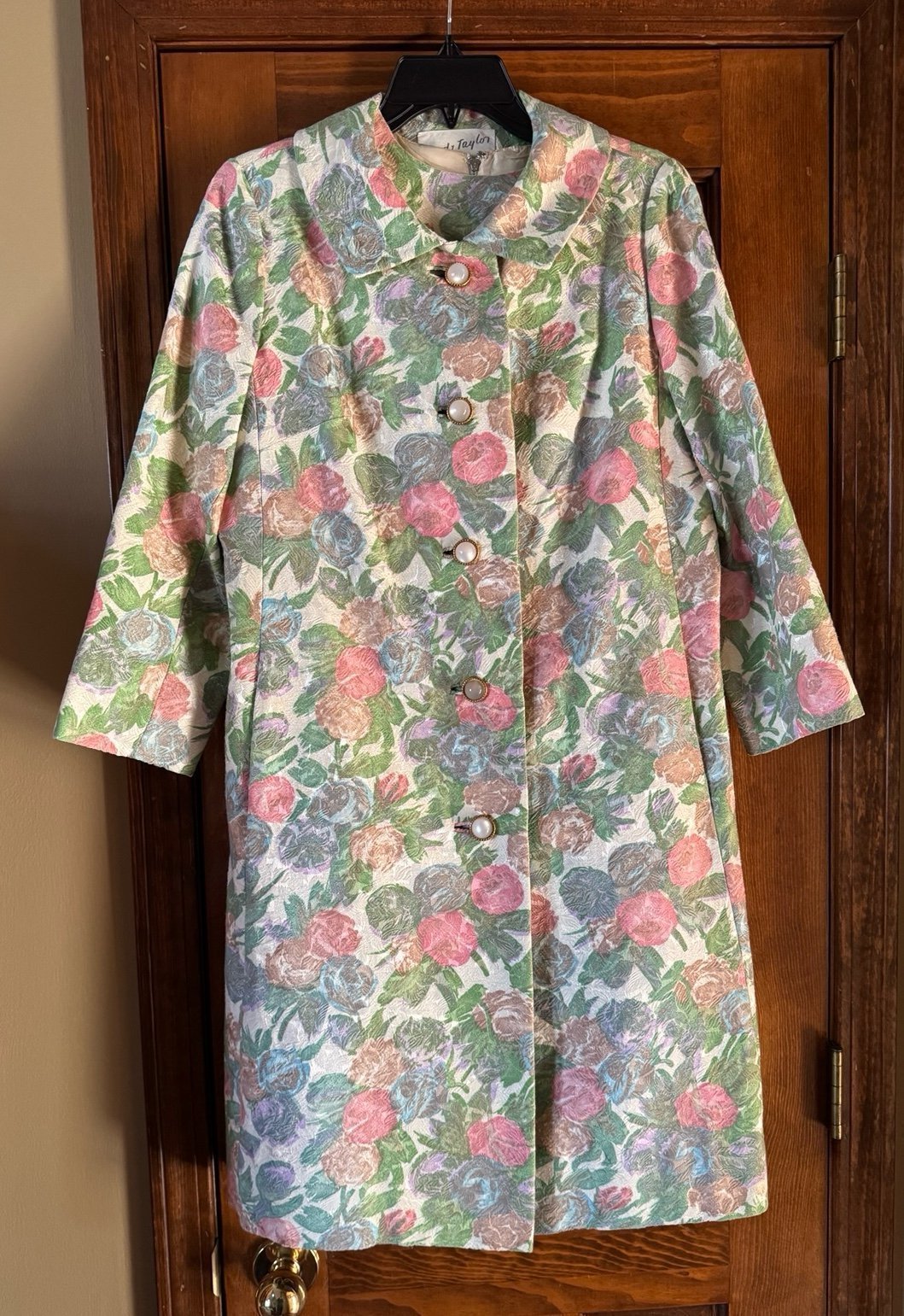 Vintage 60s Custom Casuals Lord and Taylor Floral Brocade Dress & Coat Set - M