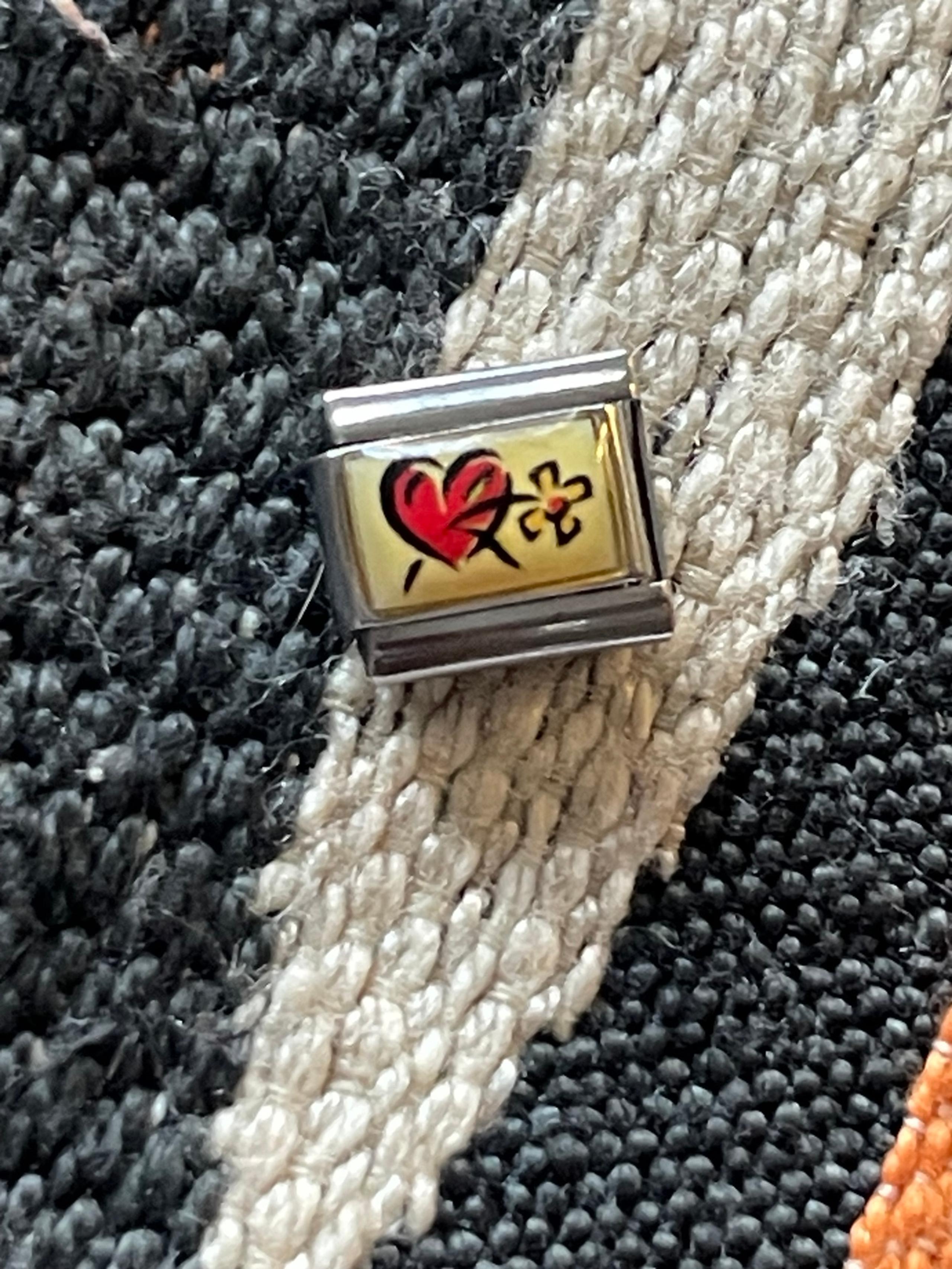 Heart and Flower italian charm