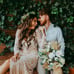 Boho green and white pampas grass bridal bouqet