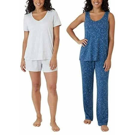 Eddie Bauer Sm 4-Piece Pajama Set Shirt Tank Top Shorts Pants Sleepwear Lounge