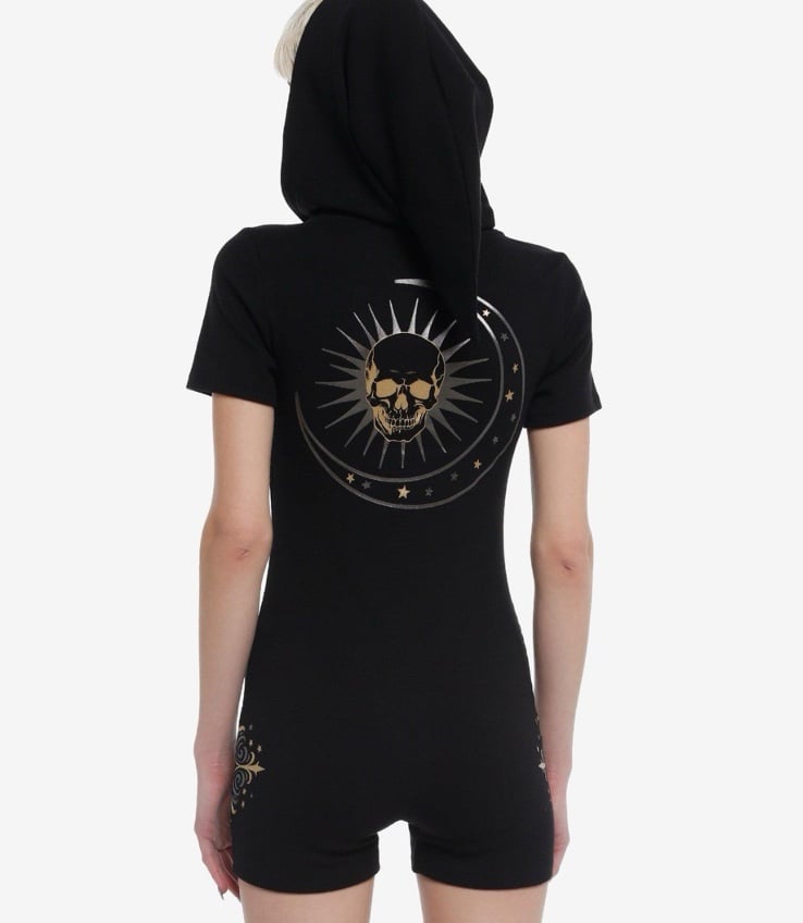 Cosmic Aura Celestial Skull Hooded Romper Hot Topic