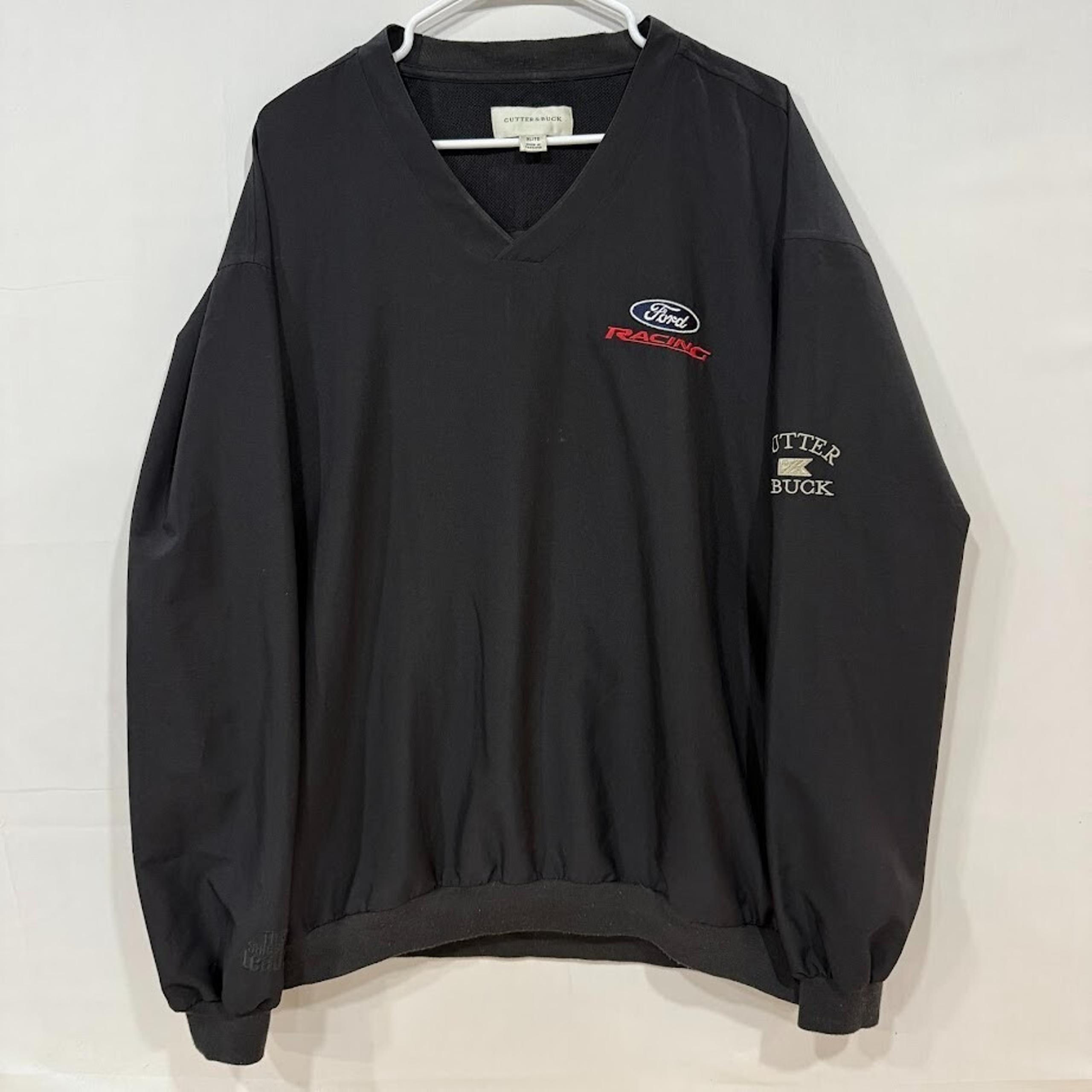 Ford Racing Windbreaker Men's XL Black V-Neck Pullover Cutter & Buck