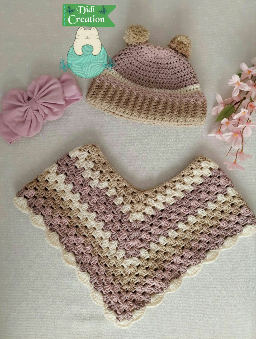 Set of Crochet Hat & Shawl for girls