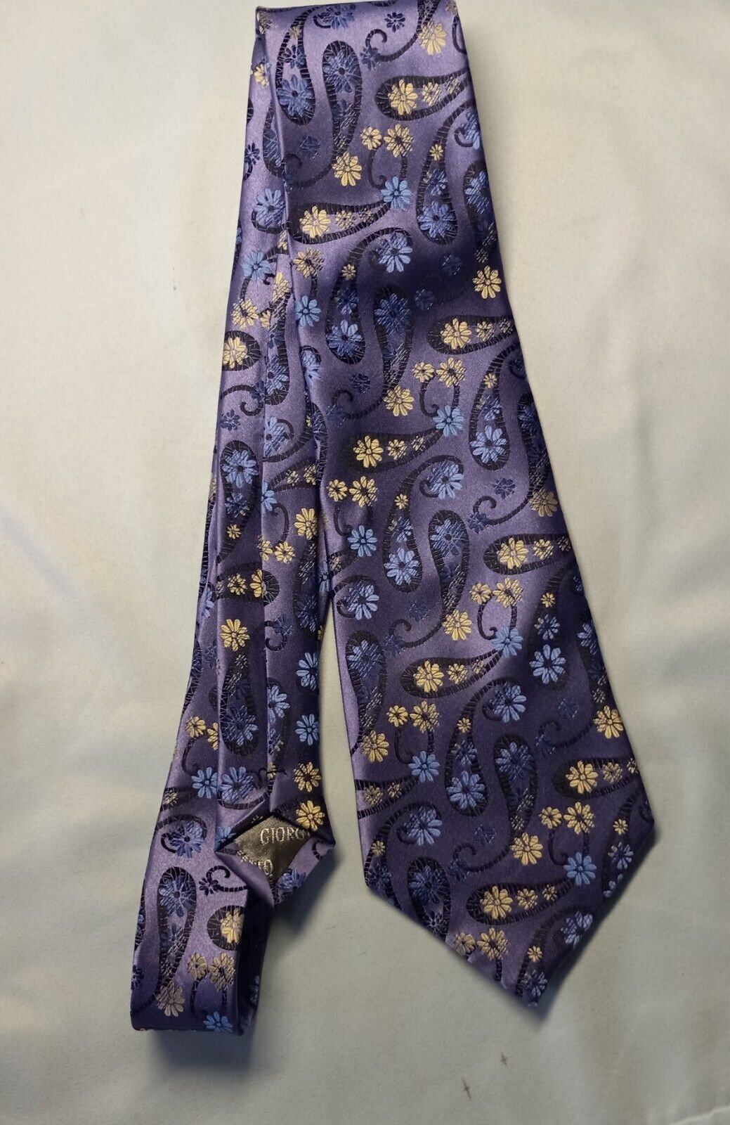 Giorgio Armani silk paisley purple tie 200 new