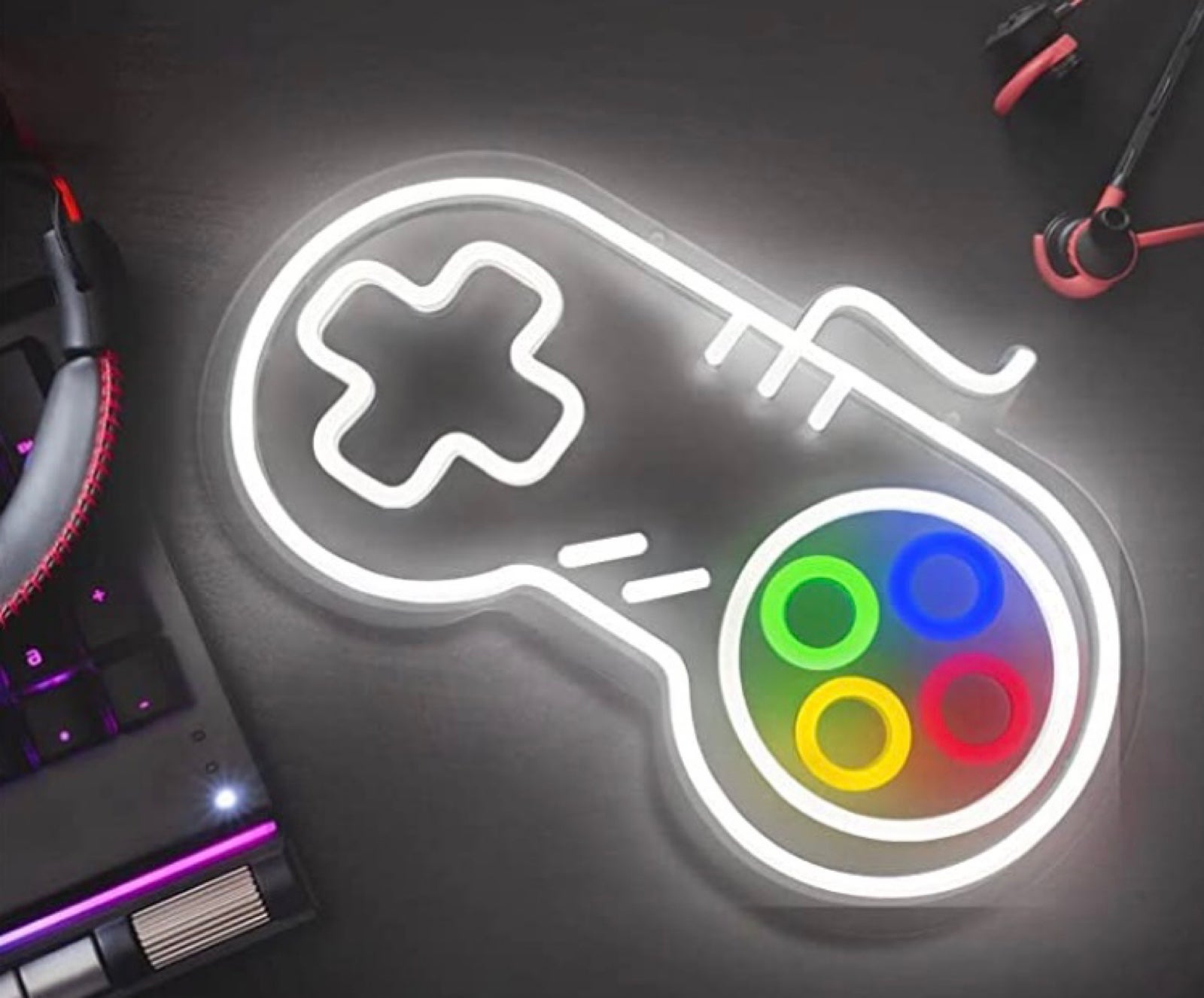 Fun Bright Colorful Game Controller LED Night Light Game Room Decoration