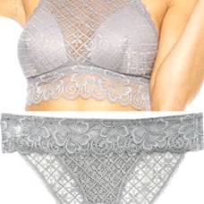 Gray Lace Bralette and Panty Set