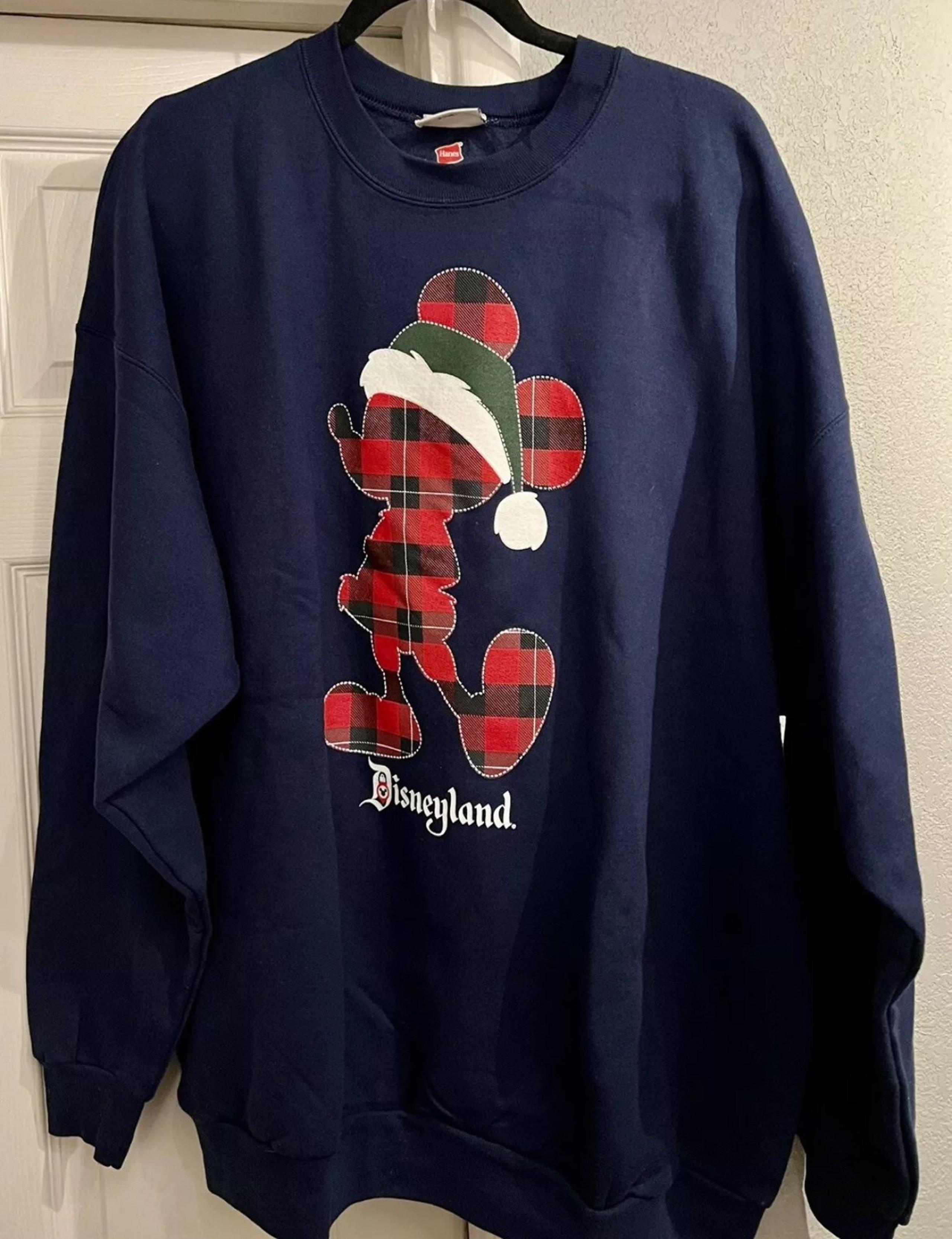 Disney Parks Christmas Crewneck Sweater Adult 3XL Blue Holiday Mickey