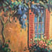 OOAK Vintage Original Oil Painting of House and Hydrangea Flowers - M. Bryce '95