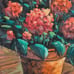 OOAK Vintage Original Oil Painting of House and Hydrangea Flowers - M. Bryce '95