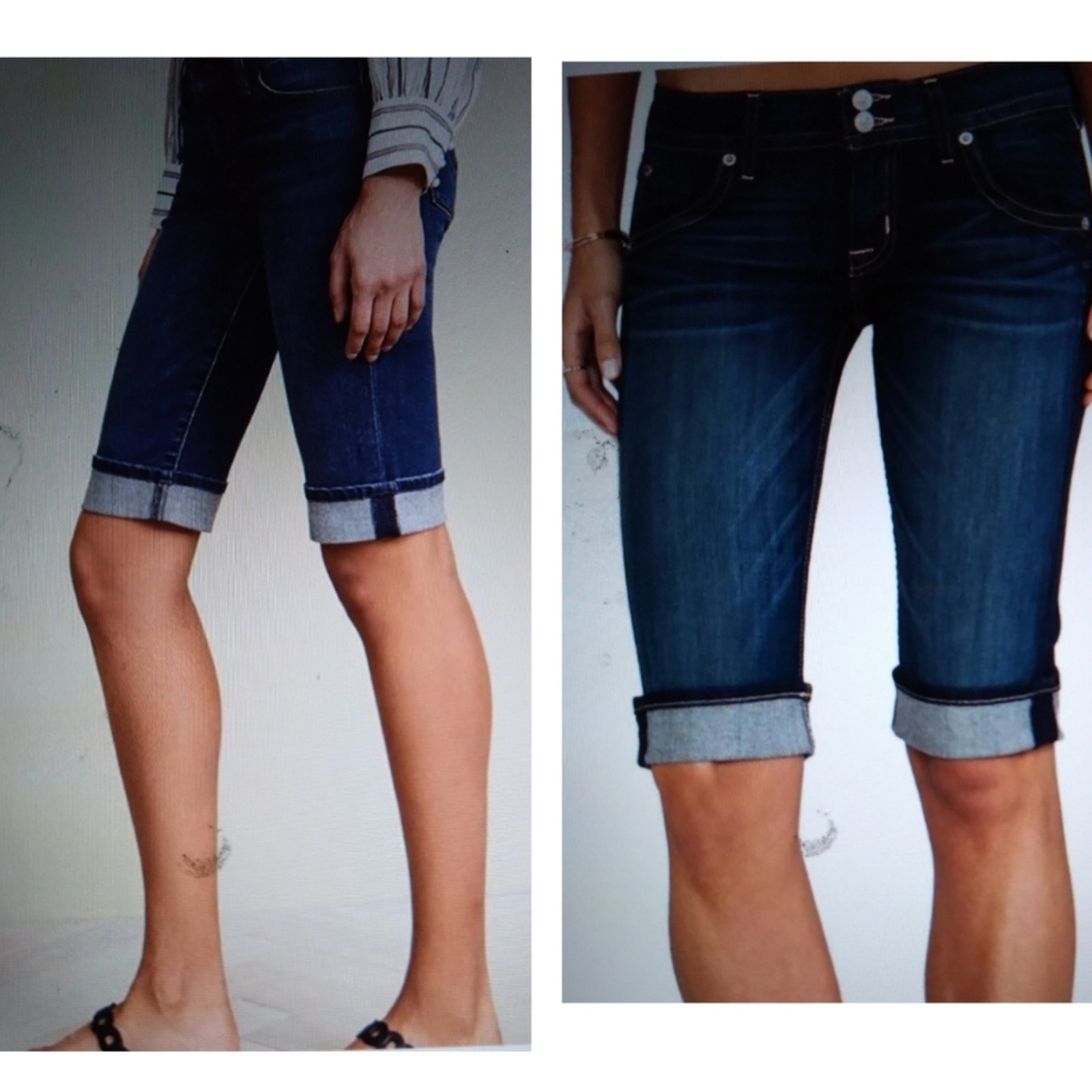 J776 EUC Hudson Dark Wash Capri Cuffed size 26