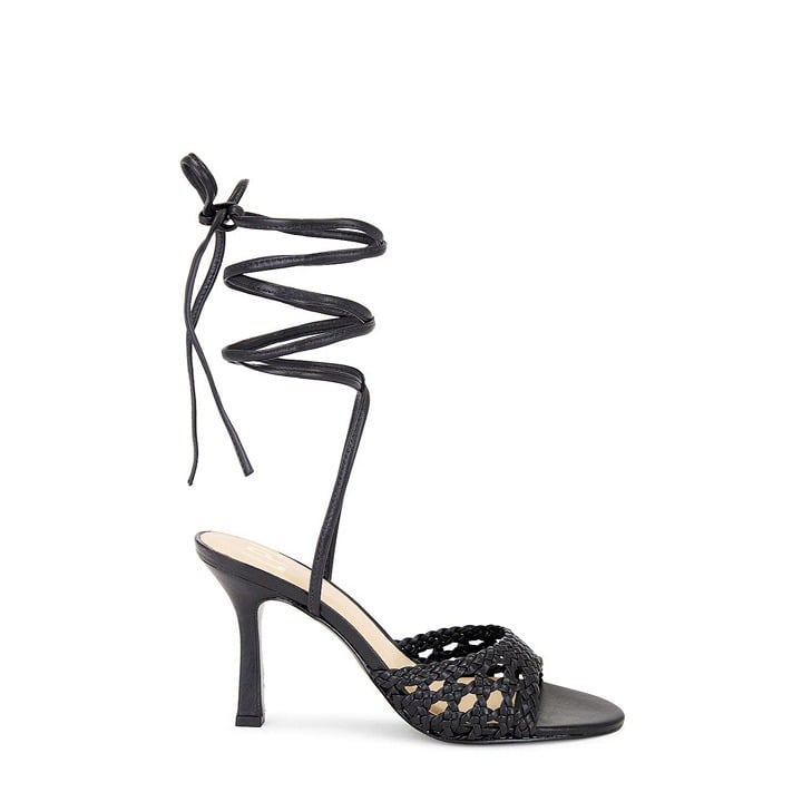 LPA Maddie High Heels in Black Leather 8.5 With Box Womens Wrap Sandals