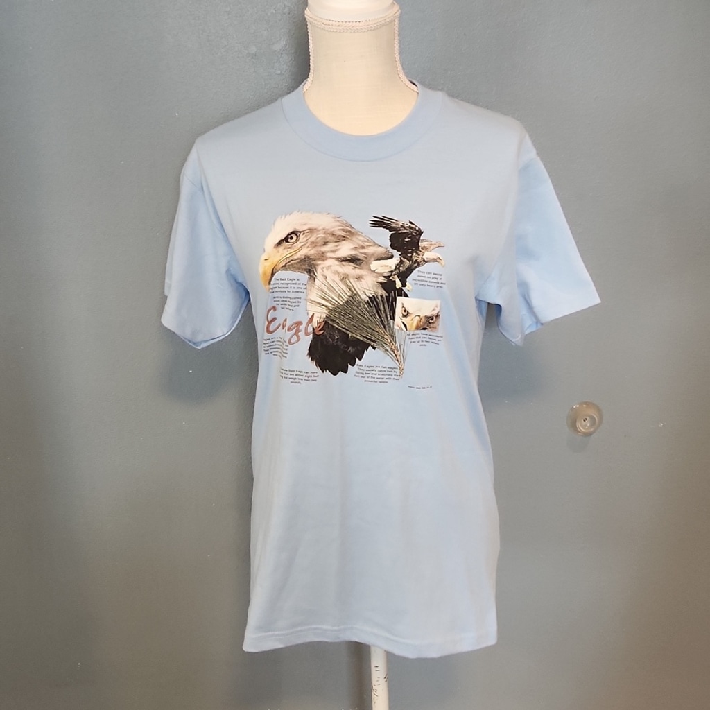 Vintage Hanes cotton blend bald eagle America crew neck tee shirt