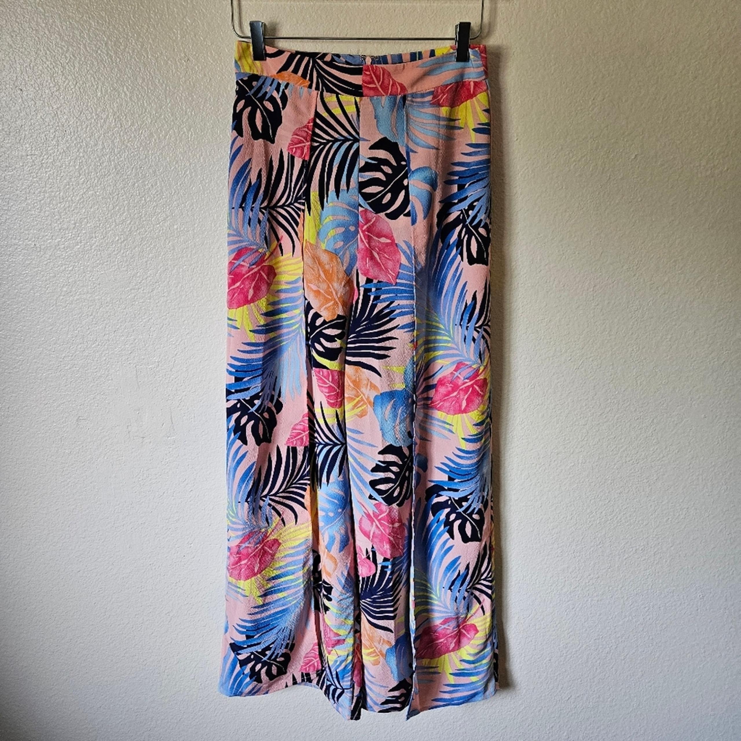 Forever 21 Swim Wear Cover Up Slit Pants Medium Blue Pink