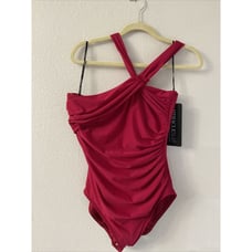 NWT Miraclesuit Rock Solid Europa Halter One Piece Grenadine Red Size 14