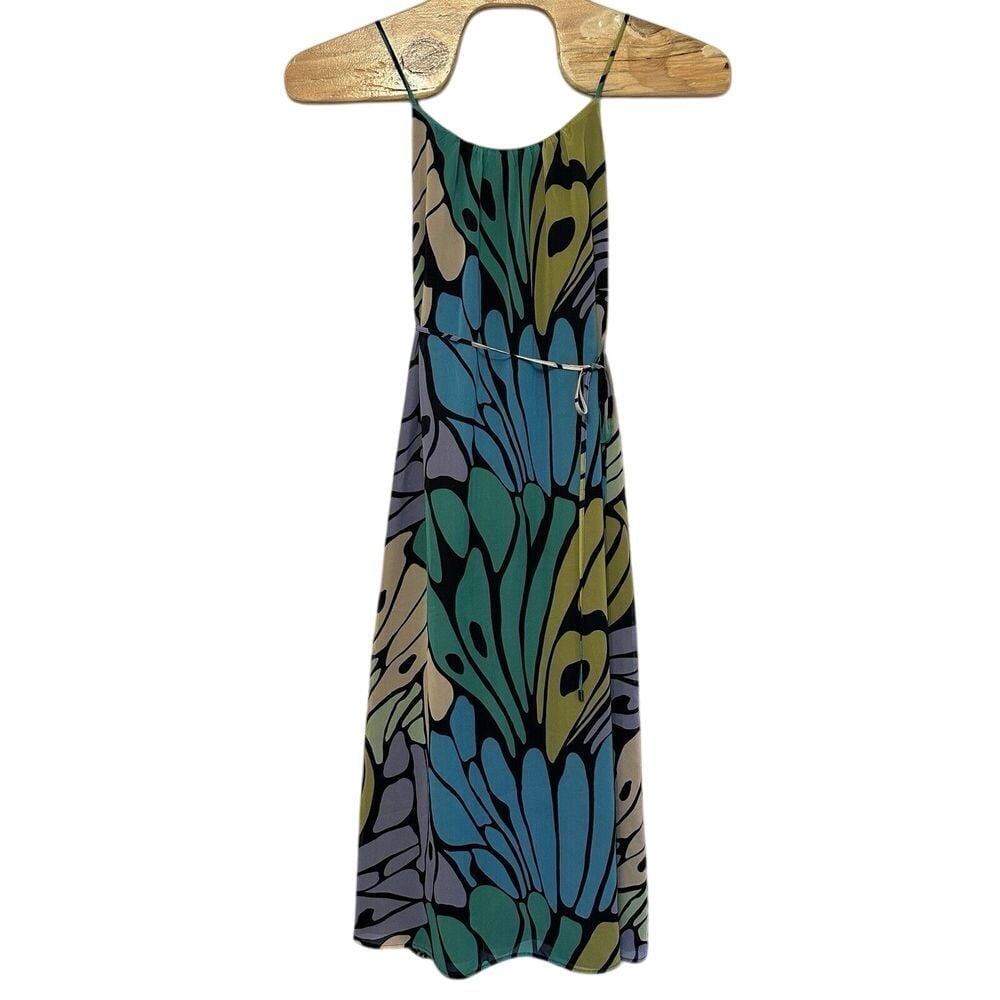 Sam Edelman Butterfly Trapeze Print Square Neck Sleeveless Maxi Dress Medium NWT
