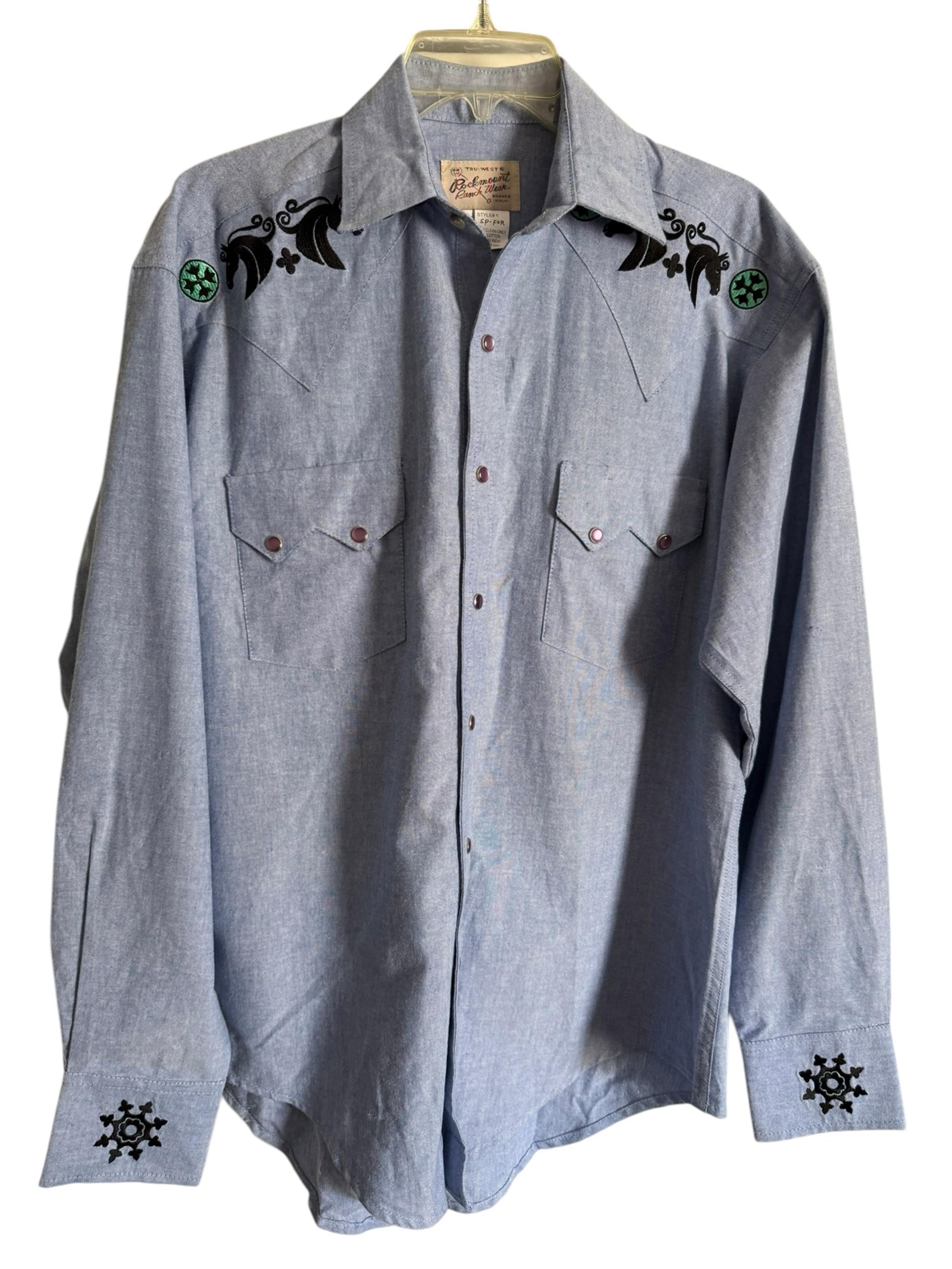ROCKMOUNT Ranch Wear Horse Forza Tru-West Men's Pearl Snap Western Shirt Small