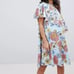Asos Maternity One Shoulder Cape Dress Blue Floral